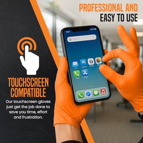 50 Orange Nitrile Disposable Gloves XXL Heavy duty, Diamond Grip Gloves, Latex-Free, Powder-Free, Non-slip, Extra Thick – Ideal For Mechanics, Workshop, and Automotive use. - Image 3