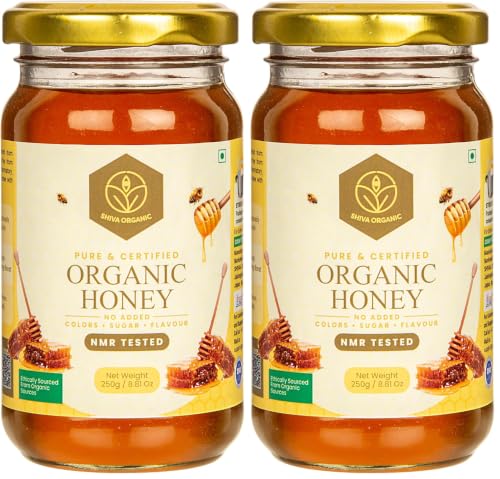 Image of Shiva Organic Raw Organic Certified Honey 250g | 100% Pure NMR Tested | Raw and Unprocessed (Pack of 2)