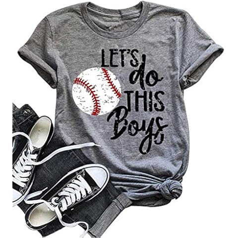 Umsuhu Let's Do This Boys Baseball Tee Shirts Women Paly Ball Shirts Baseball Graphic Tees Shirts Medium D-Gray Cover