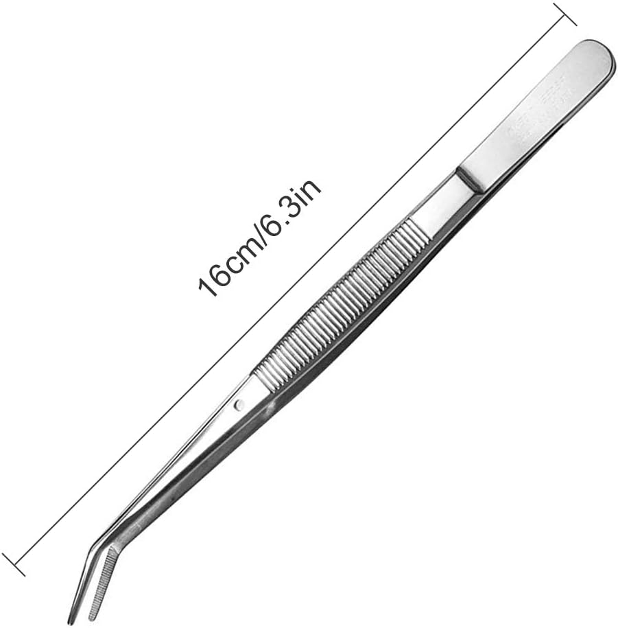 Stainless Steel Tweezers, with Curved Serrated Tip Multipurpose Sewing Machine Tweezers Forceps for Craft Repairing