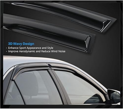 Miniatura 7 de 4 unids Sun Rain Deflector Guardia Viseras de Ventana Delantero Trasero Izquierdo Conductor Derecha Pasajero Superior Cinta en Ventana Externa