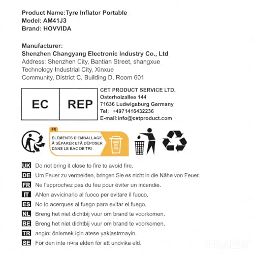 HOVVIDA Przenośna pompka do opon, kompresor samochodowy, akumulator 7800 mAh, 12 V DC, 150 PSI, przepływ powietrza 40 l/min, szybkie pompowanie, przenośna pompka do minivanów