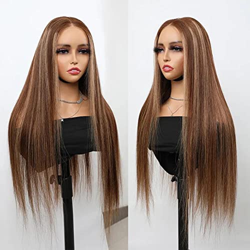 Image of ISEE Highlight Ombre Lace Front Wig Human Hair Straight Glueless Wig 26Inch