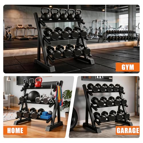 Dumbbell Rack 3-Tier Adjustable Dumbbell Rack Suitable for Dumbbells, Kettlebells, and Other Compact Weights Space-Saving Dumbbell Storage Rack - 1000LBS Capacity by POSTYBAY - Image 7