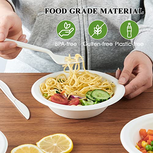 Ecolipak 150 Pack Paper Bowls Disposable 16Oz Compostable Bowls, Heavy-Duty Biodegradable Bowls, Eco-Friendly Sugarcane Bagasse Bowls Great For Soup, Salad, Milk Cereals #TOP6