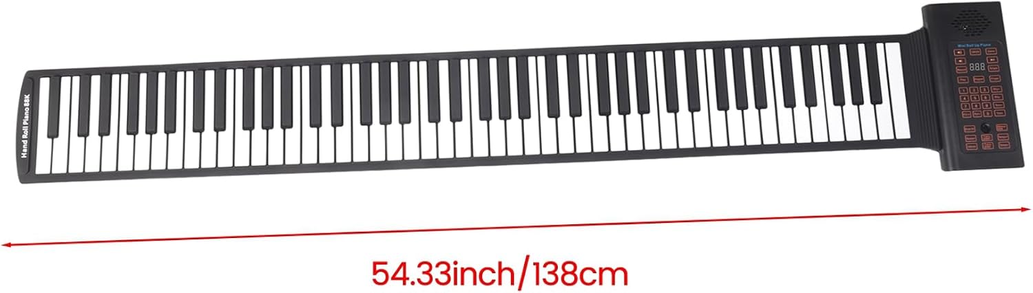 Portable Keyboard Piano Roll Up 88 Keys Electronic Keyboard Flexible Silicone with Rechargeable Battery for Kid Gift