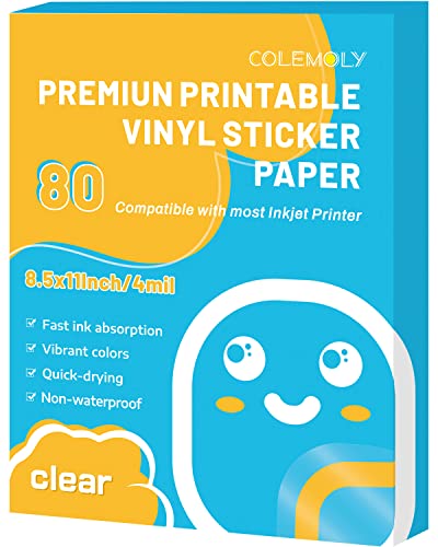 Papier autocollant vinyle transparent jet d'encre x80 format A4 pour étiquettes éclatantes