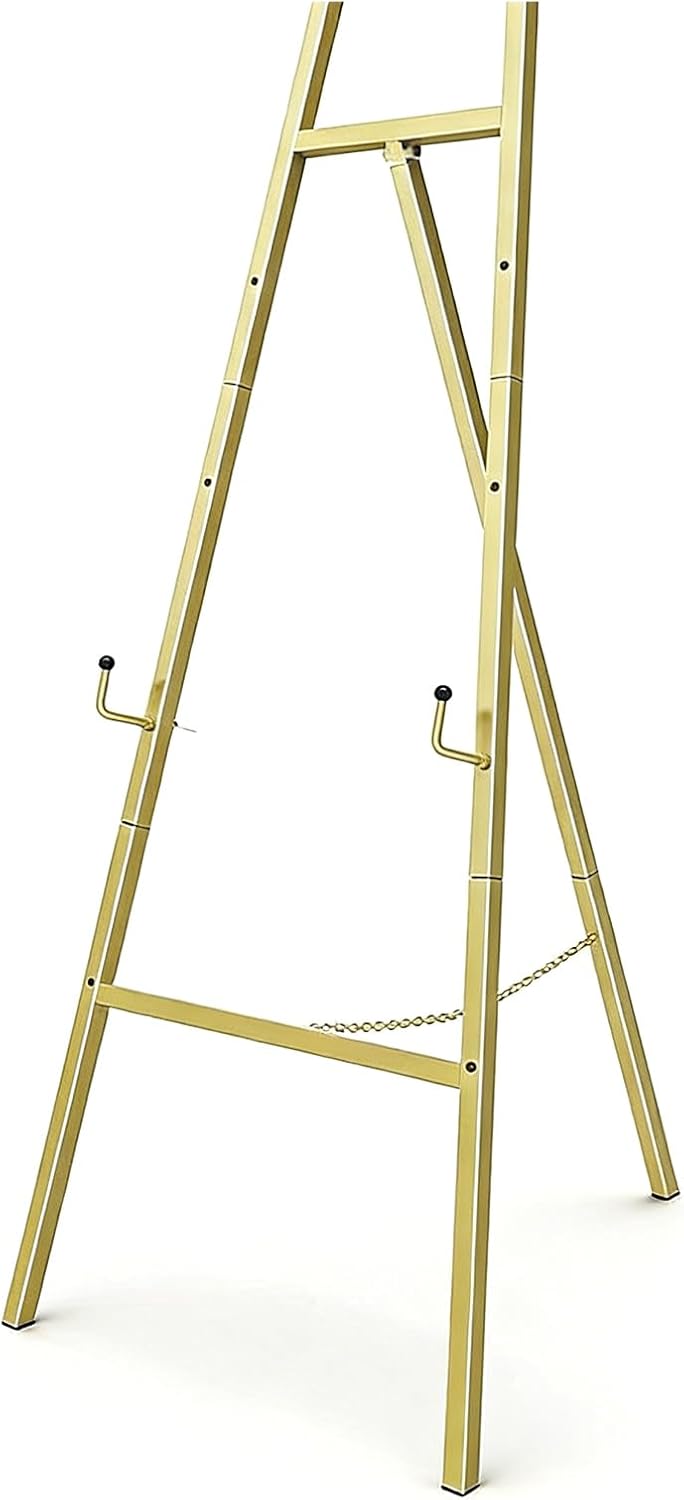 Display Artist Easel Stand Portables Floor Adjustable Art Poster Metal for Display Show, Wedding, Painting Gold for Wedding Sign