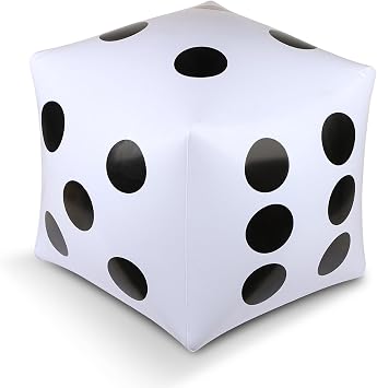 11.8 inch Giant Inflatable Dice for Lawn Outdoor Floor Pool Beach Party White