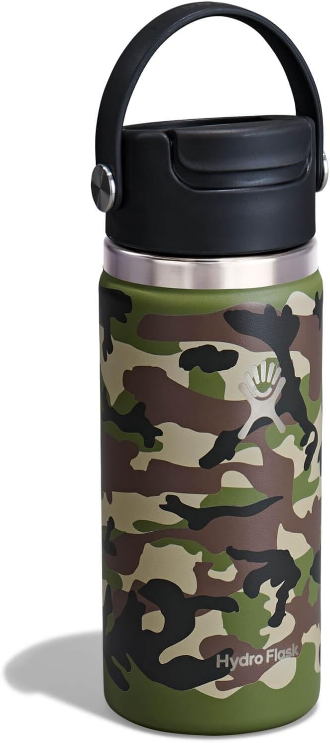 Hydro Flask Flip Sip Coffee Tumbler Mug- Insulated Stainless Steel, Non Spill, Leak Proof Travel Coffee Cup 16 Oz Woodland Camo