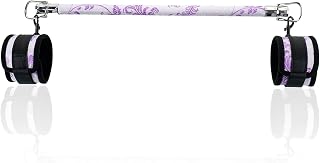 Fixed Wooden Purple White Spreader Bar with 2pcs PU Furry Detachable Adjustable Straps,Sports Aid Training Fitness Gear Pilates Aid Kit,Home Indoor Sports Yoga Set