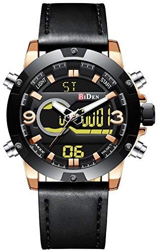 Mens Big Face Digital Analogue Sports Watches Men Waterproof LED Electronic Military Digital Watch with Stopwatch Men's Army Chronograph Multifunction Wrist Watch with Black Rubber Band (Black 2)
