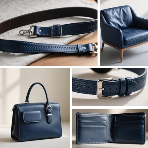 Image of RingSun 12''X24'' Blue Leather Sheets for Crafts (2mm), Full Grain Leather Tooling Leather