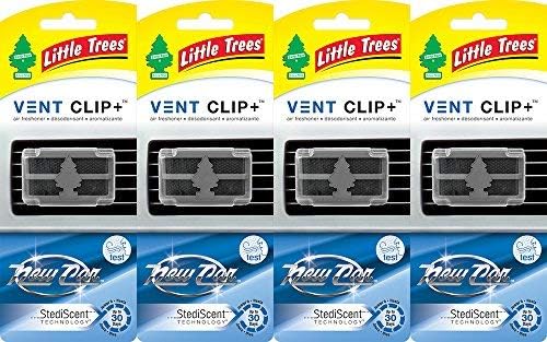 LITTLE TREES Vent Clip+ auto air freshener, New Car Scent, 4 count