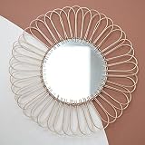 NEERGREVE Bamboo Wall Mounted Mirror | Flower Wicker Rattan Decorative Mirrors for Living Room Bedro