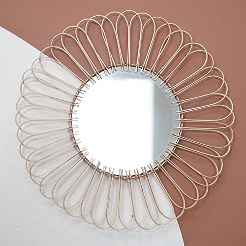 Neergreve Bamboo Wall Mounted Mirror | Flower Wicker Rattan Decorative Mirrors For Living Room Bedroom Office (17.7 Inches) #TOP4