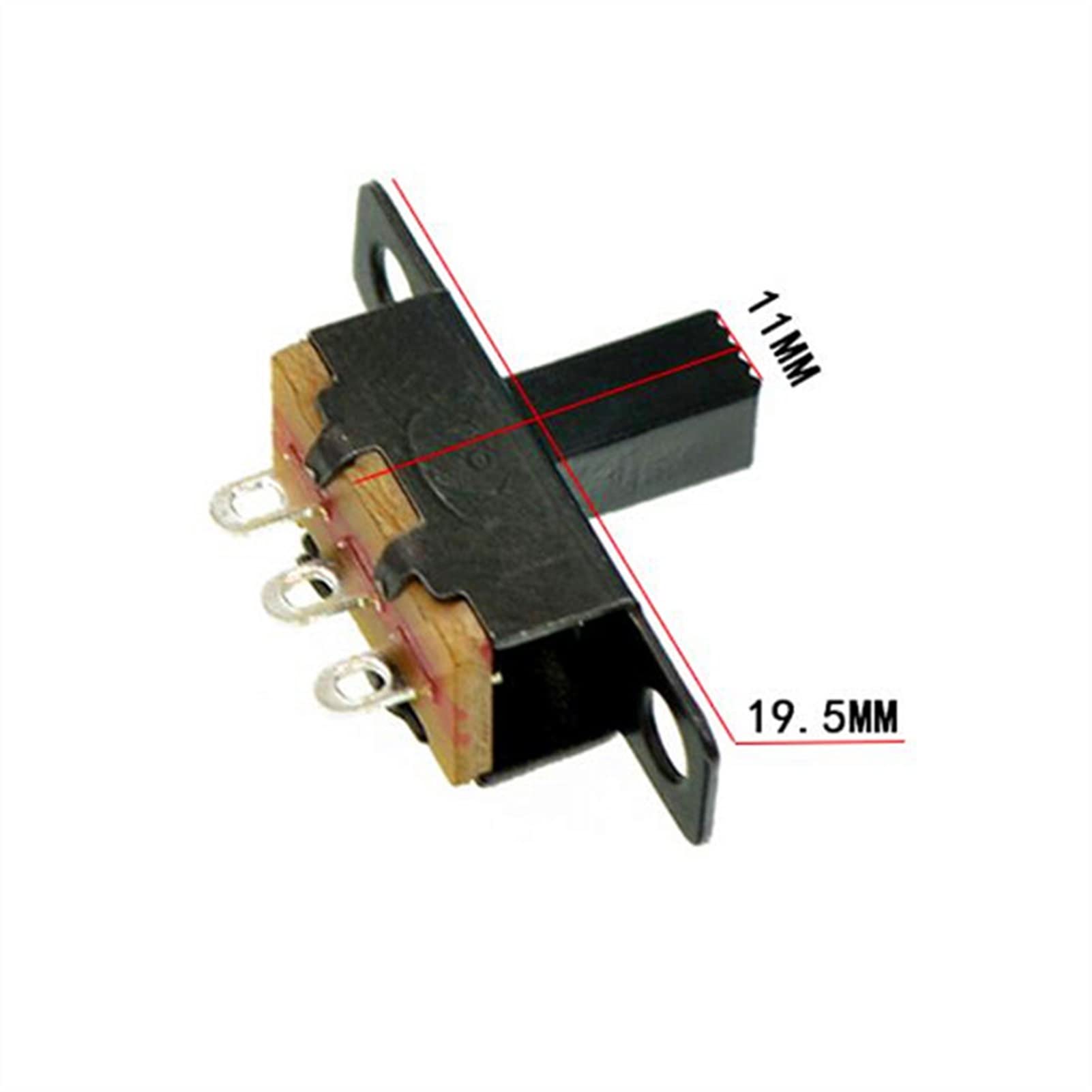 Interruptor basculante 20/50 unids/lote Micro interruptor deslizante 3 pines 2 posiciones 1P2T interruptor de palanca de encendido-apagado longitud de la manija 6mm SS12F15VG6 SS12F15VG5 ( Color : Len