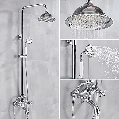 Mitigeur bain douche chrome avec colonne de douche effet pluie 8 pouces