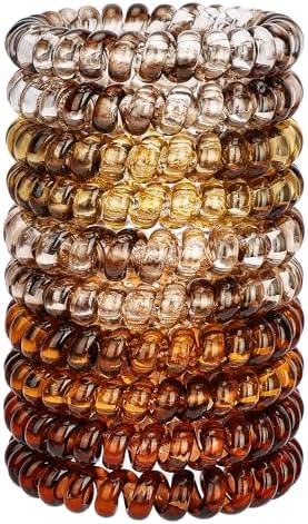 JessLab Spiral Hair Ties, 10 Pcs, No-Damage Coil Bands for Women and Girls