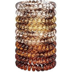 JessLab Spiral Hair Ties for Women, 10-Pack Traceless No-Damage Ponytail Holders, Coils Hair Bands for Girls, Assorted Colors