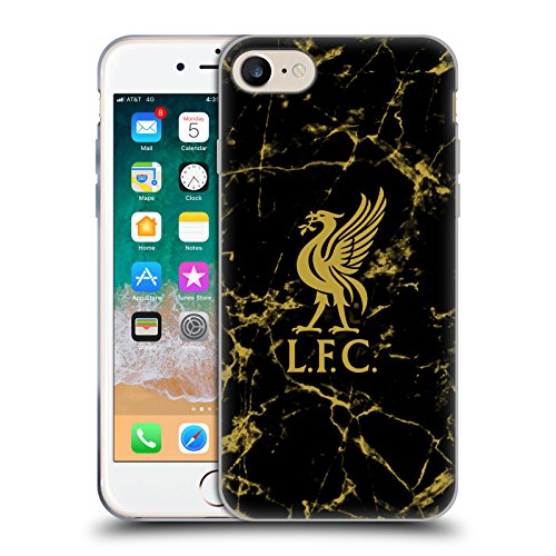 Head Case Designs Officially Licensed Liverpool Football Club Black & Gold Marble Crest & Liverbird Patterns 1 Soft Gel Case Compatible With Apple iPhone 7/8 / SE 2020 & 2022