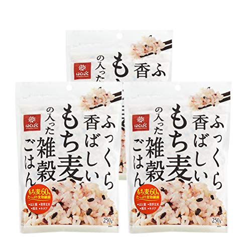 はくばく ふっくら香ばしいもち麦の入った雑穀ごはん 250g×3袋の商品画像（Amazon）