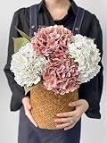 ZooeyRoose 4 Pcs 20 inches Vintage Artificial Flowers Latex Real Touch Fake Hydrangeas Flower for Ho