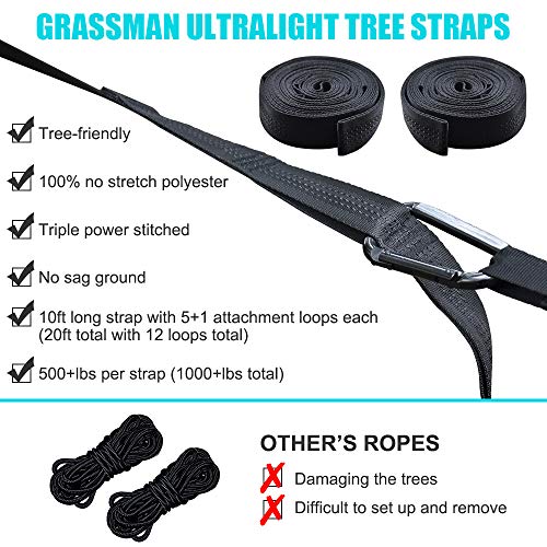 Grassman Camping Hammock Double & Single Portable Hammock with Tree Straps, Lightweight Nylon Parachute Hammocks Camping Accessories Gear for Indoor Outdoor Backpacking, Travel, Hiking, Beach - Image 3