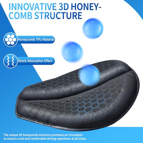 AriKroii Gel Sitzkissen Motorrad Universal 3D mit Struktur von Bienennest, Gelkissen Motorrad Klappbar Antirutschschutz, Atmungsaktiv und Schlagdämpfung Bequem für Lange