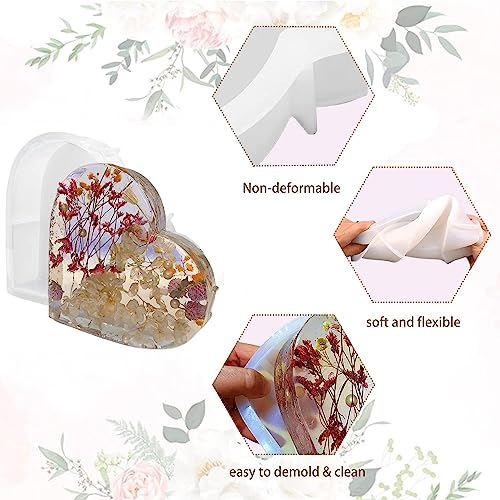 Etzul Large Heart Resin Molds Silicone Kit, Epoxy Resin Molds Silicone, Resin Flower Preservation Kit, Silicone Molds For Epoxy Resin #TOP2