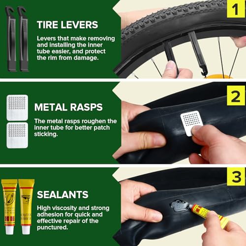 PAKCHEF Bike Tube Patch Kit with Vulcanizing Patches - Assorted Sizes, Portable Bicycle Tire Repair Patches for Road, Mountain Bike, Scooter & Ebike Emergency - Thumbnail 6