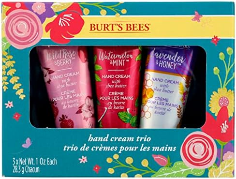 Burt's Bees Hand Cream Gift Set with Shea Butter, Lavender & Honey, Wild Rose & Berry and Watermelon & Mint, 3 Pack