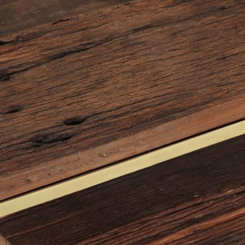 Table basse doré en acier inoxydable et bois de mélèze 110cm - 7