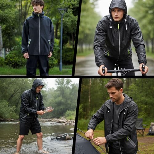 Veste imperméable unisexe compacte pour rester au sec et visible par temps sombre - 2