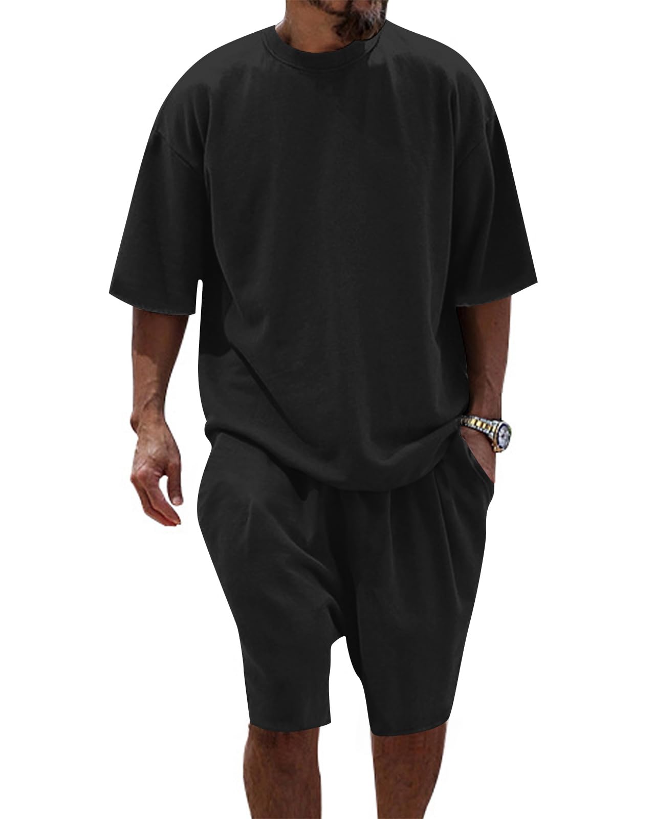 T Shirts et Short pour Hommes Ensemble Survêtement à Manches Courtes Jogging Sportswear d'été M-3XL