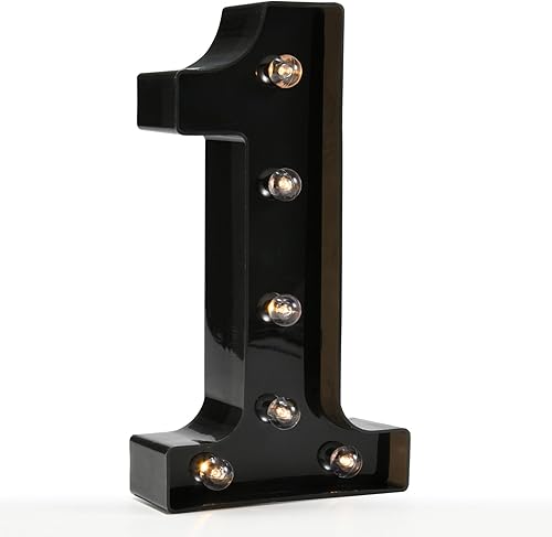 Letrero de número de marquesina del alfabeto negro con luces LED para luz nocturna, hogar, bar, Navidad, fiesta de cumpleaños, boda, decoración 1