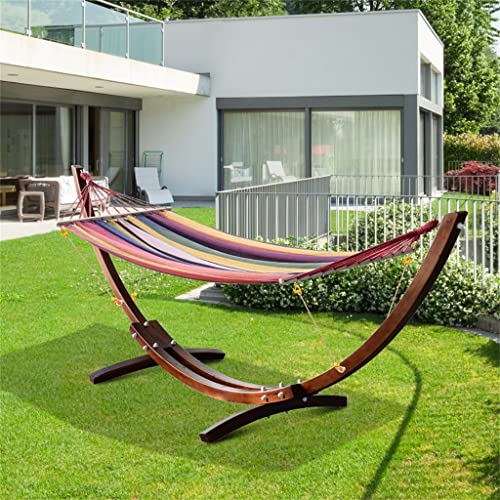 Zhuhw 10' Outdoor Swing Hammock, Hammock With Wood Stand Rainbow Bed, Heavy Duty Roman Hammock, Multi Color #TOP1