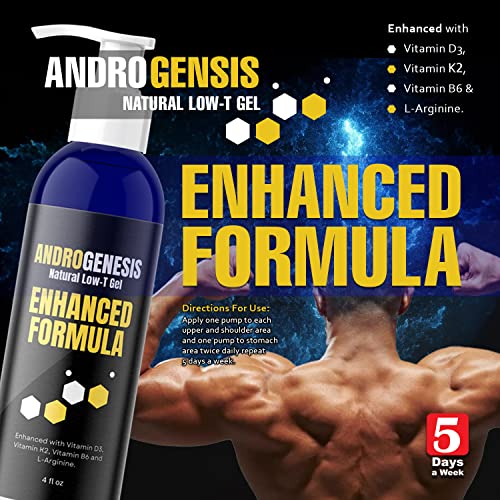 Androgenesis Enhanced Formula – Low T Support Gel – T Booster For Men – Muscle Recovery, Energy Booster, Healthy Aging – Now With Vitamins D3, K2, B6 And L-Arginine #TOP5