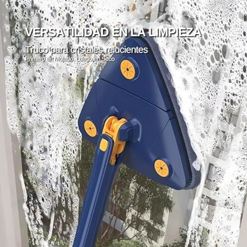 Miniatura 3 de Trapeador Triangular Giratorio Ajustable De 360 ,Cepillo Telescópico,Trapeador De Microfibra,Adecuado Para Techos,Ventanas,Paredes,Suelos. Blue