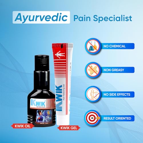 Image of OZONE KWIK Pain Relief Oil with Cinnamomum & Mahanarayan Oil | Ayurvedic Pain Relief Oil | For Joint, Back, Knee, Shoulder & Muscle pain | 50ml (Pack of 1)