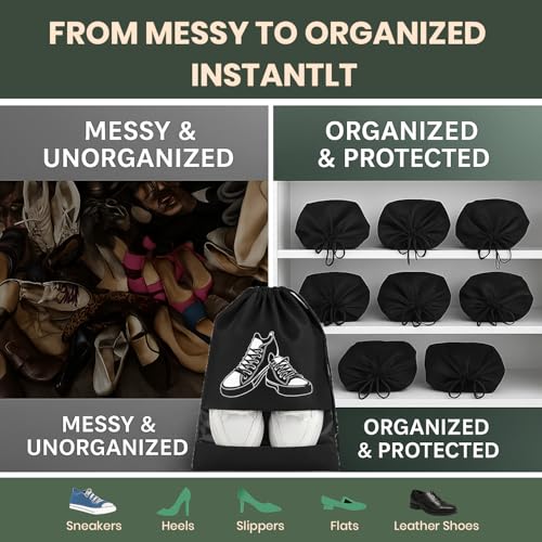 Image of DALUCI Shoe Bag for Travel Pack of 6, Shoe Cover & Shoe Organizer, Reusable Travel Shoe Bags for Men & Women, Shoe Pouch Travel Essentials for Gym & Luggage