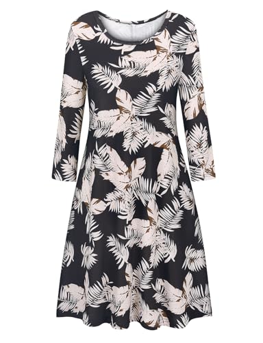 Image of Tanst Sky Womens Casual Round Neck Plus Size Floral Tunic Shirt Dress with Pockets
