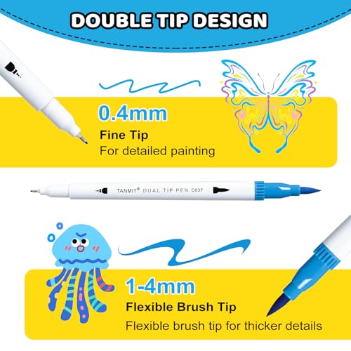 TANMIT 36 Colors Dual Brush Marker Pens for Adult Coloring Books - Image 2