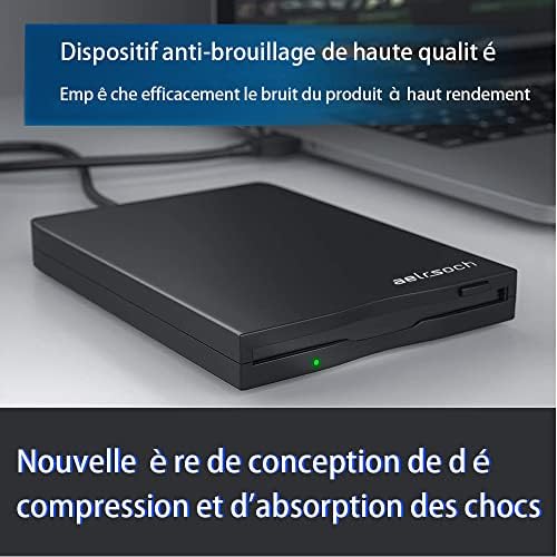 aelrsoch USB External Floppy Disk Drive, 3.5 inch floppy disk reader, 1.44 MB FDD portable floppy disk drive for PC Windows 2000 / XP / 7/8, no additional driver required, plug and play