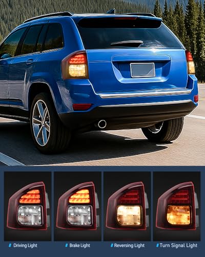 Image of Nilight Taillight Assembly Compatible with 2014 2015 2016 2017 Jeep Compass | Tail Light OE Style Rear Lamp Replacement Driver Side w /Bulbs