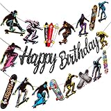 Skateboard Birthday Banners Skateboard Birthday Party Supplies 2Pcs Skateboard Themed Banners Skateboarder Party Decorations for Sports Skating Baby Shower Decor