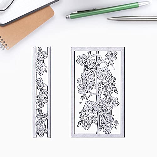 Hying 2Pcs Vine Frame Background Dies For Card Making, Summer Grape Vine Leaves Cutting Die For Scrapbooking Paper Crafting Decor Diy Photo Album Leather Metal Spring Die Cuts For Card Making #TOP4