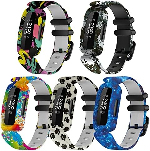 FitTurn Compatible with Fitbit Ace 3 Bands Kids Replacement Silicone Colorful Rubber Adjustable Sport Bands Accessories for Ace 3 Activity Tracker for Kids 6+ (5pack-1)
