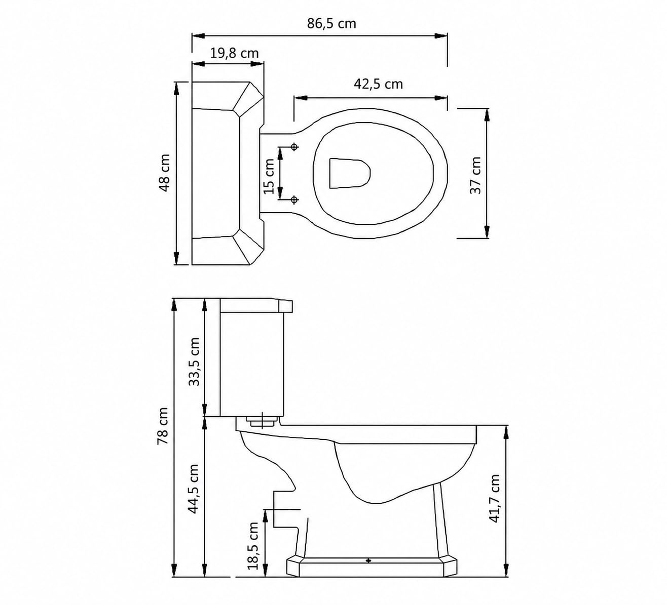 RETRO WC Juego de inodoro empotrado cerrado, parabrisas blanco, asiento de inodoro de liberación rápida de cierre suave con diseño de efecto de madera, salida horizontal/vertical