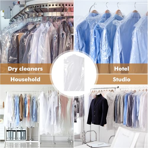 Hejo 30 Stück Kleidersäcke Transparent Kunststoff Kleiderschutzhülle, 60×90cm Waschbare Kleiderhülle, Staubdichter Kleiderschutz, Hängende Kleider Schutzhülle für Anzüge Kleidung (Durchsichtig)